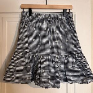 Madewell Blue and White Gingham A-Line Mini Skirt